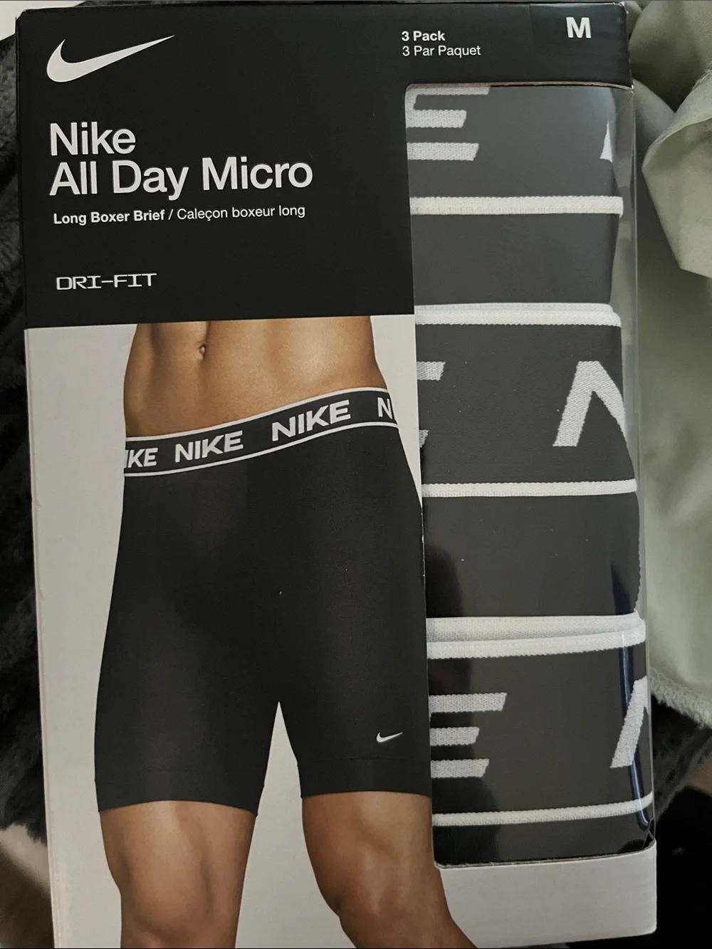 Nike All Day Micro Long Boxer Briefs - Black 3 pack